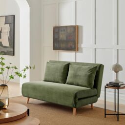 FurnitureboxUK Bobby Green Jumbo Corduroy Double Folding Sofa Bed - thumbnail 1