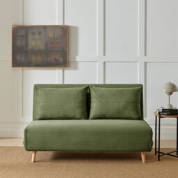 FurnitureboxUK Bobby Green Jumbo Corduroy Double Folding Sofa Bed - thumbnail 2