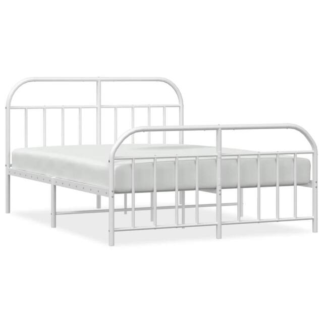 Berkfield Home Metal Bed Frame with Headboard & Footboard White 140x200 cm - image 1