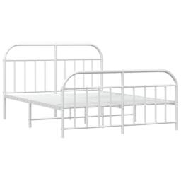 Berkfield Home Metal Bed Frame with Headboard & Footboard White 140x200 cm - thumbnail 3
