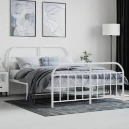 Berkfield Home Metal Bed Frame with Headboard & Footboard White 140x200 cm - thumbnail 4