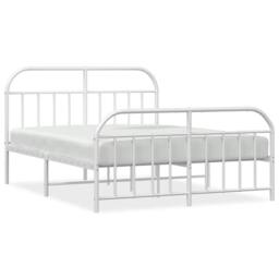 Berkfield Home Metal Bed Frame with Headboard & Footboard White 140x200 cm - thumbnail 1