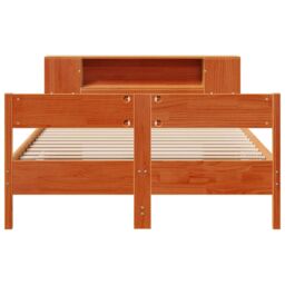 Berkfield Home Bookcase Bed without Mattress Wax Brown 140x190cm Solid Wood Pine - Size: 140x190 cm - thumbnail 4