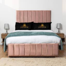 UK Bed Furniture Falcon Divan Bed Base with 26 Inch Headboard - No Storage in Pink - Size: Single - thumbnail 1