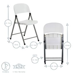 Harbour Housewares Folding Trestle Chairs White Pack of 6 - thumbnail 3