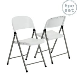 Harbour Housewares Folding Trestle Chairs White Pack of 6 - thumbnail 1