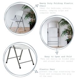 Harbour Housewares Folding Trestle Chairs White Pack of 6 - thumbnail 2