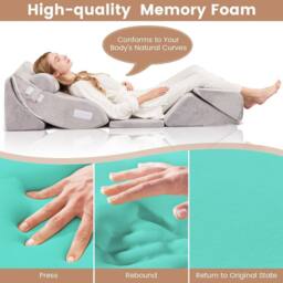 Costway 6pcs Bed Wedge Pillow Post Surgery Memory Foam Fill Pillow Set-Silver in Silver - thumbnail 4
