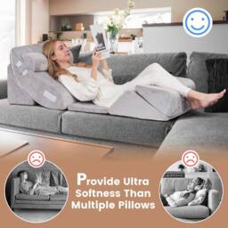 Costway 6pcs Bed Wedge Pillow Post Surgery Memory Foam Fill Pillow Set-Silver in Silver - thumbnail 3