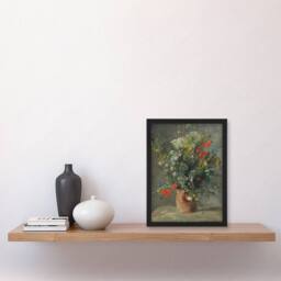Artery8 Wildflowers in a Vase Renoir Vintage Framed Wall Art Print in Grey - Size: A4 - thumbnail 4