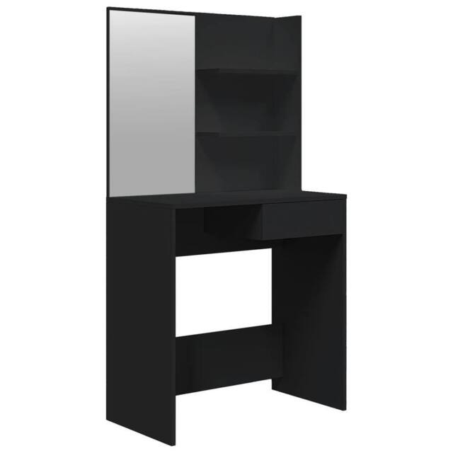 Berkfield Home Dressing Table with Mirror Black 74.5x40x141 cm - image 1