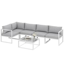 OUTSUNNY 5 Seater Aluminium Garden Furniture Set w/ Table, Light Grey - thumbnail 2