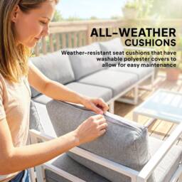 OUTSUNNY 5 Seater Aluminium Garden Furniture Set w/ Table, Light Grey - thumbnail 5