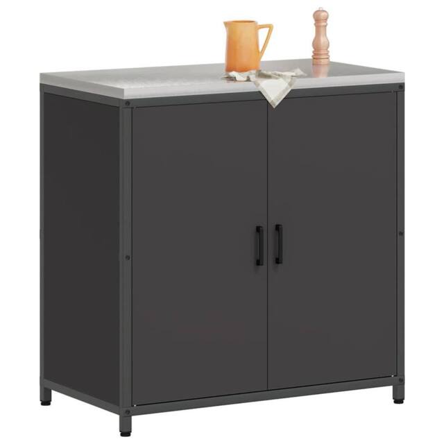 Berkfield Home Kitchen Storage Cabinet with Shelf with Storage with Door Black Steel - image 1