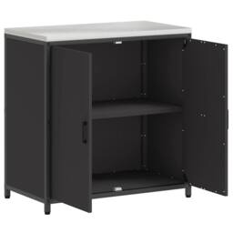 Berkfield Home Kitchen Storage Cabinet with Shelf with Storage with Door Black Steel - thumbnail 6