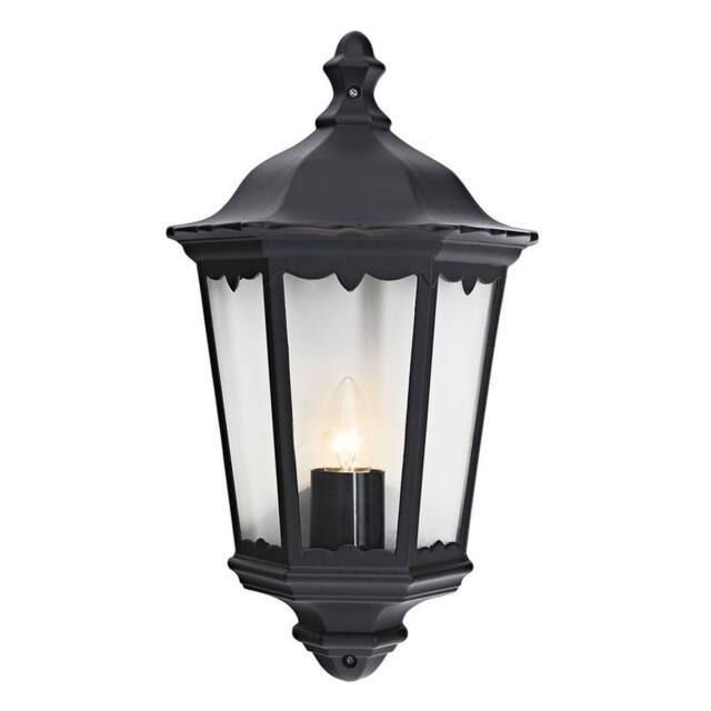 Happy Homewares Traditional Black Cast Aluminium Outdoor Lantern Wall Light - image 1