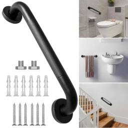 EONLION Handrail Stainless Steel Handrail Support Wall Mounted in Black