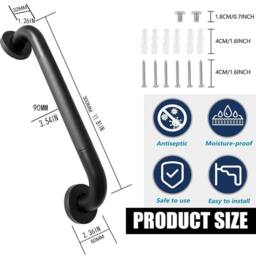 EONLION Handrail Stainless Steel Handrail Support Wall Mounted in Black - thumbnail 2