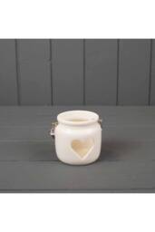 KDMD White Porcelain Heart Cutout Tealight Holder - thumbnail 2