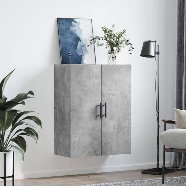 Berkfield Home Wall Mounted Cabinet Concrete Grey 69.5x34x90 cm - image 1