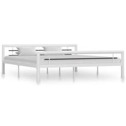 Berkfield Home Elegant Bed Frame White & Black Metal 180x200 cm Super King - thumbnail 2