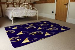 Benjamin Tate Design Gold Pyramid & Eye Of Horus Rug in Natural - Size: Large - thumbnail 3