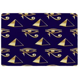 Benjamin Tate Design Gold Pyramid & Eye Of Horus Rug in Natural - Size: Large - thumbnail 1