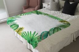 Benjamin Tate Design Tropical Leaves Blanket in Natural - Size: 120 cm x 150 cm - thumbnail 3