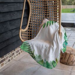 Benjamin Tate Design Tropical Leaves Blanket in Natural - Size: 120 cm x 150 cm - thumbnail 4