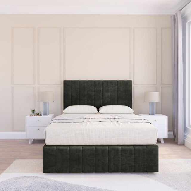 "Sloomy California Dumfries Bed Set, No Drawers Mattress & 54"" Headboard in Black - Size: Small Single" - image 1