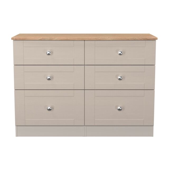 Ready Assembled 2 U Cumbria 6 Drawer Midi Chest (Ready Assembled) in Taupe - Size: Large - image 1