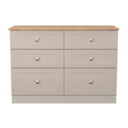 Ready Assembled 2 U Cumbria 6 Drawer Midi Chest (Ready Assembled) in Taupe - Size: Large - thumbnail 1
