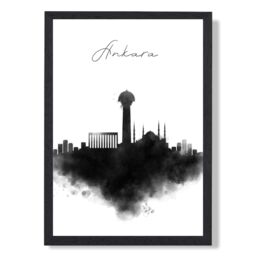 ARTZE Ankara Watercolour Skyline City Framed Print SIZE: A3 with Black Frame - Size: A4 - thumbnail 1