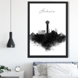 ARTZE Ankara Watercolour Skyline City Framed Print SIZE: A3 with Black Frame - Size: A4 - thumbnail 2