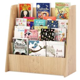 Costway 4-Tier Kids Bookshelf Front Facing Children Display Bookcase-Natural in Natural - thumbnail 3