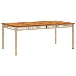 Berkfield Home Garden Table Beige 180x90x75 cm Poly Rattan Acacia Wood - Size: 180 x 90 x 75 cm - thumbnail 3