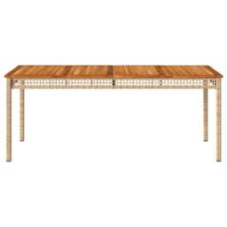Berkfield Home Garden Table Beige 180x90x75 cm Poly Rattan Acacia Wood - Size: 180 x 90 x 75 cm - thumbnail 4