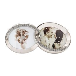 Happy Homewares Double Heart Silver Picture Frame with Square Etched Diamante Crystals - thumbnail 3
