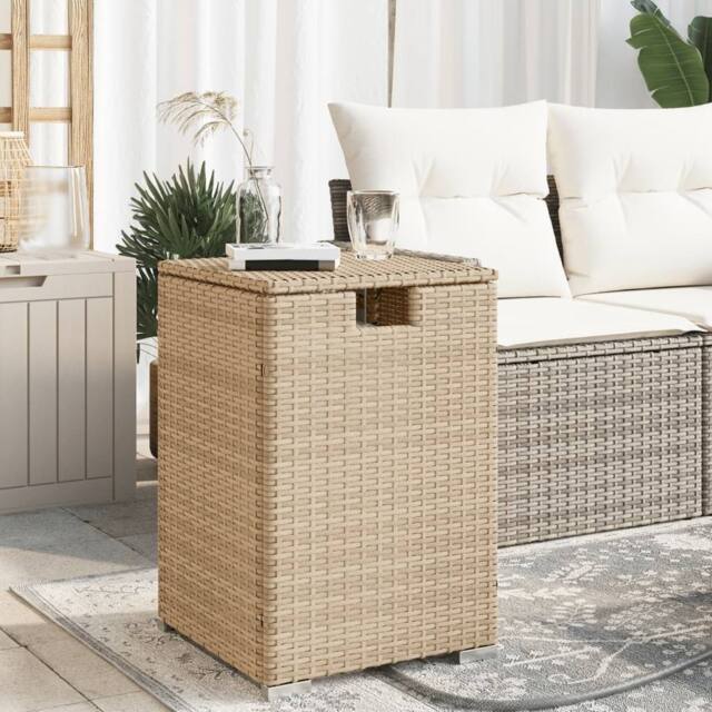 Berkfield Home Propane Tank Cover Table Beige 40x40x60 cm Poly Rattan - Size: 40 x 40 x 60 cm