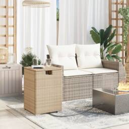 Berkfield Home Propane Tank Cover Table Beige 40x40x60 cm Poly Rattan - Size: 40 x 40 x 60 cm - thumbnail 3