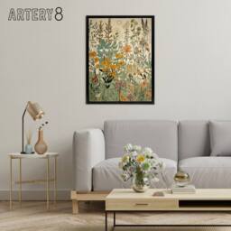 "Artery8 Wildflower Field Vintage Botanical Framed Canvas Wall Art Print - Size: W24"" x H32""" - thumbnail 3