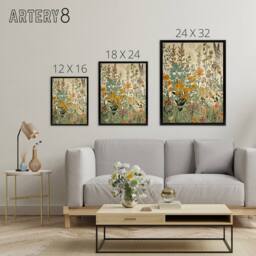 "Artery8 Wildflower Field Vintage Botanical Framed Canvas Wall Art Print - Size: W24"" x H32""" - thumbnail 4