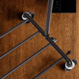 Pirlo Plush Metal Clothes Rack Rail on Wheels With Storage Shelf in Black - thumbnail 7