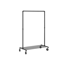 Pirlo Plush Metal Clothes Rack Rail on Wheels With Storage Shelf in Black - thumbnail 8