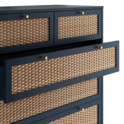 Wyld Haus Waterford Blue Oak & Woven Rattan 6 Drawer Chest - thumbnail 4
