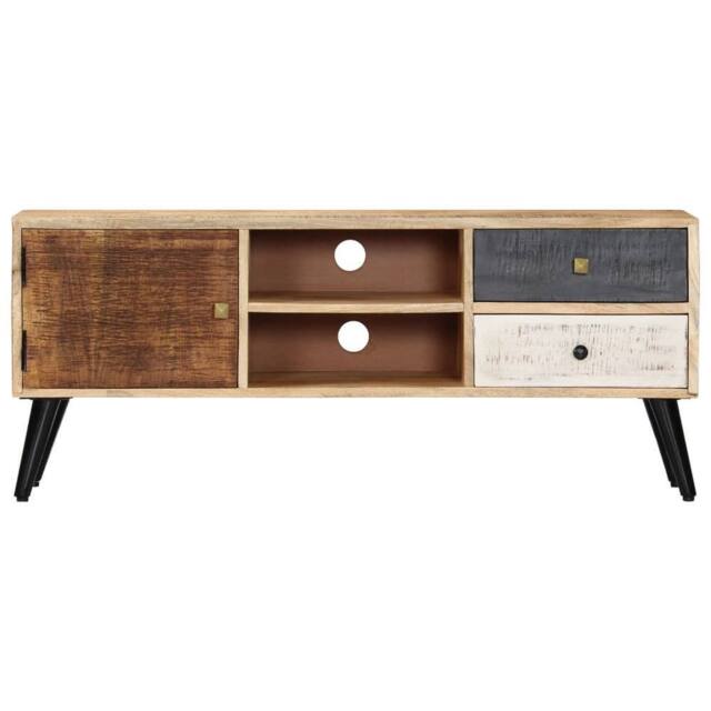 Berkfield Home TV Cabinet 115x30x47 cm Solid Mango Wood in Brown - Size: 115 x 30 x 47 cm - image 1