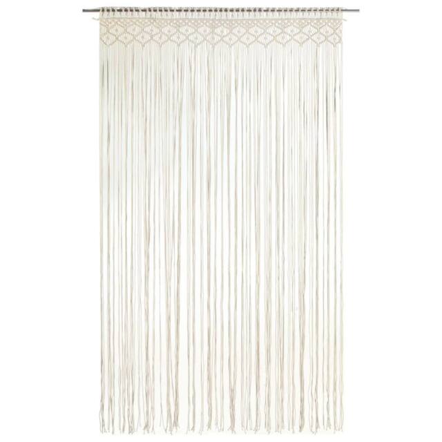 Berkfield Home Macrame Curtain 140x240 cm Cotton in Cream - image 1
