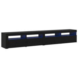Berkfield Home TV Cabinets 2 pcs with LED Lights Black Oak Engineered Wood - thumbnail 2