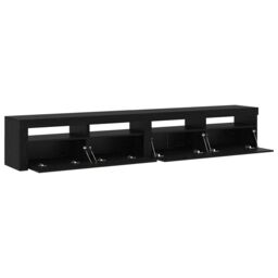 Berkfield Home TV Cabinets 2 pcs with LED Lights Black Oak Engineered Wood - thumbnail 5