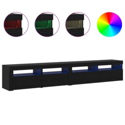 Berkfield Home TV Cabinets 2 pcs with LED Lights Black Oak Engineered Wood - thumbnail 4